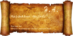 Haidekker Anikó névjegykártya